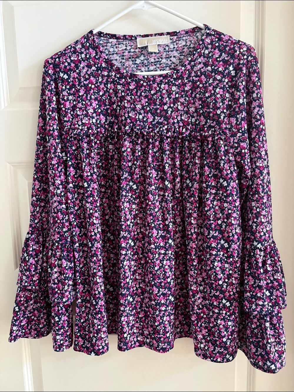 Michael Kors Purple Floral Long-Sleeve Blouse